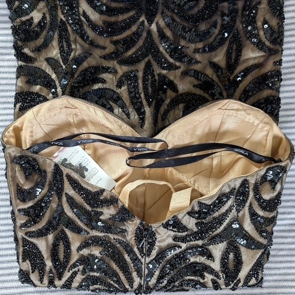 Scala mini beaded strapless black dress sz 10 NWT - Picture 12 of 12